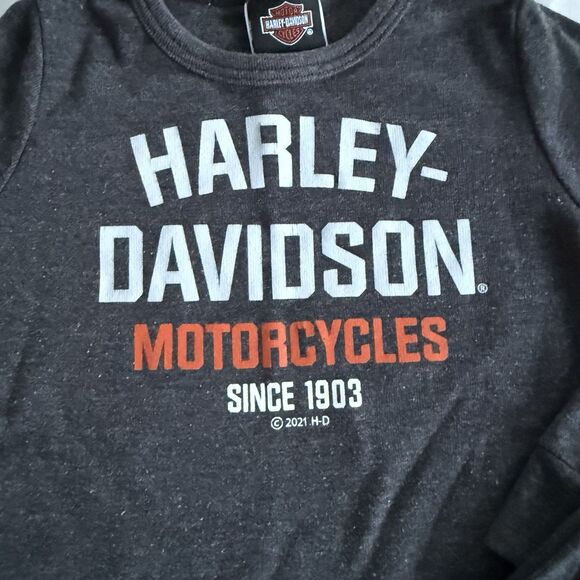 Harley Davidson Baby Boy's 2 Piece Long Sleeve Tee & Pant Gray Set Sz 12-18M - Picture 2 of 5
